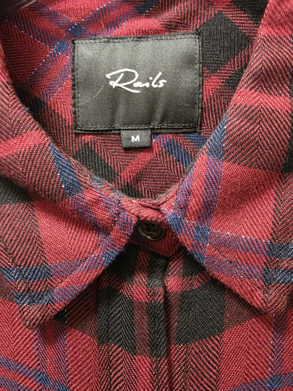 Rails Red Plaid Button-Down Shirt with Blue & Black Accents